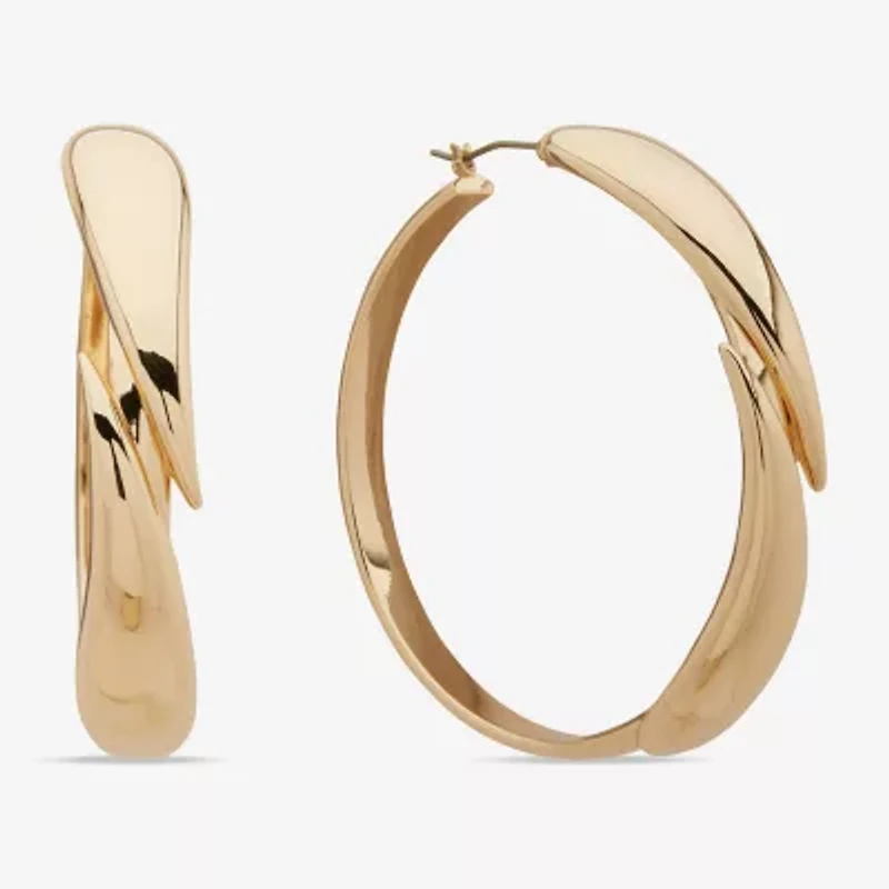 Worthington Gold Tone Womens 58.4mm Hoop Earrings