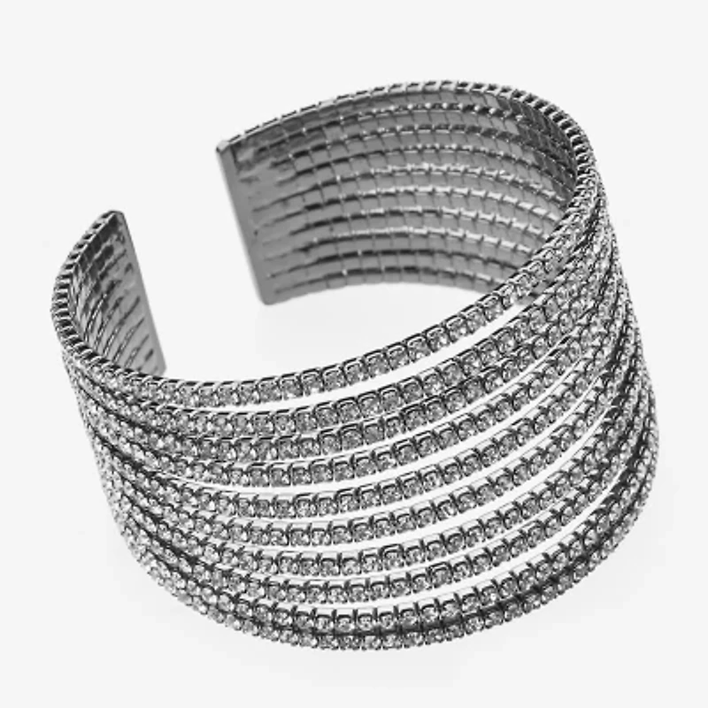 Bijoux Bar Black Womens Glass Cuff Bracelet