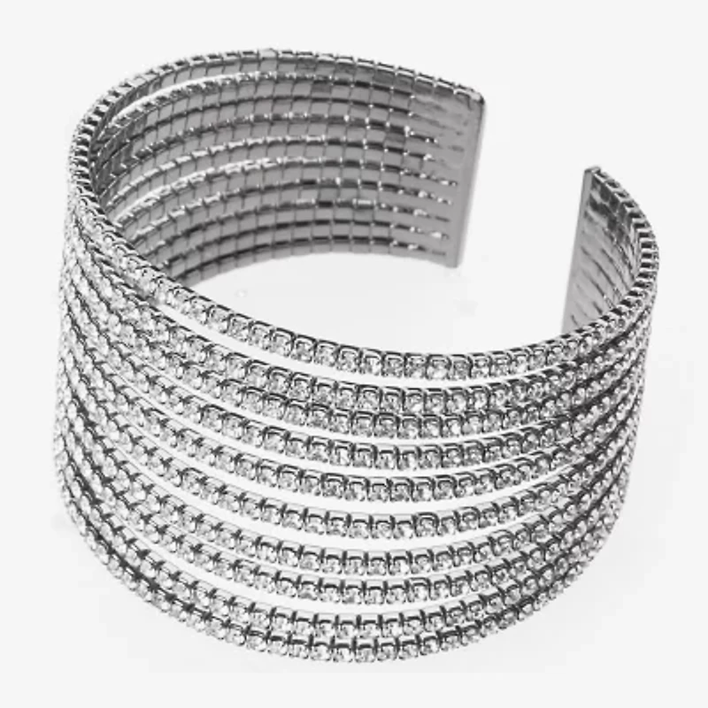 Bijoux Bar Black Womens Glass Cuff Bracelet