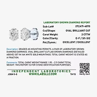 Si1-Si2/E-F 2 CT. T.W. Lab Grown White Diamond 14K White Gold 8mm Oval Stud Earrings