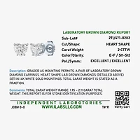 Si1-Si2/E-F 2 CT. T.W. Lab Grown White Diamond 14K White Gold 7.3mm Heart Stud Earrings