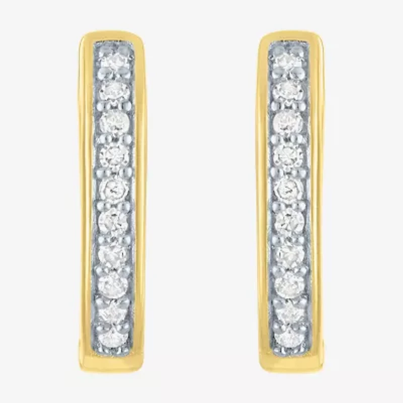 (Gh / Si2 I1) Womens 1/10 CT. T.W. Lab Grown White Diamond Sterling Silver 12mm Hoop Earrings
