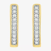 (Gh / Si2 I1) Womens 1/10 CT. T.W. Lab Grown White Diamond Sterling Silver 12mm Hoop Earrings