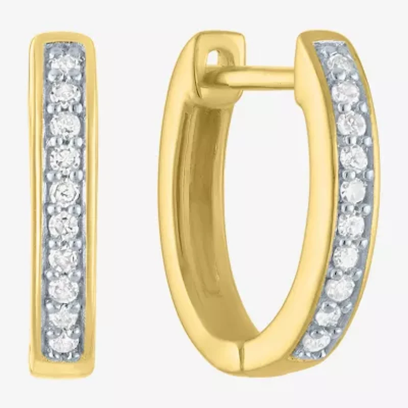 (Gh / Si2 I1) Womens 1/10 CT. T.W. Lab Grown White Diamond Sterling Silver 12mm Hoop Earrings