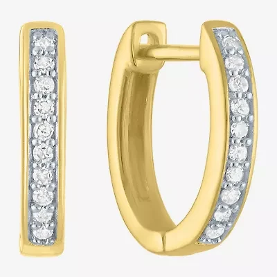 (Gh / Si2 I1) Womens 1/10 CT. T.W. Lab Grown White Diamond Sterling Silver 12mm Hoop Earrings