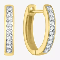 (Gh / Si2 I1) Womens 1/10 CT. T.W. Lab Grown White Diamond Sterling Silver 12mm Hoop Earrings