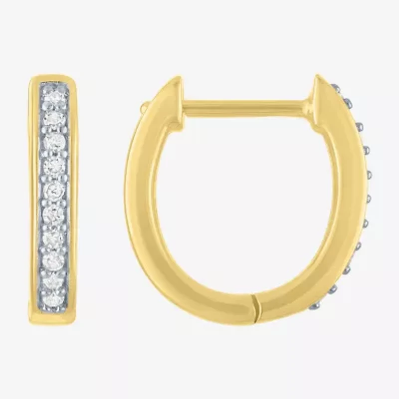 (Gh / Si2 I1) Womens 1/10 CT. T.W. Lab Grown White Diamond Sterling Silver 12mm Hoop Earrings