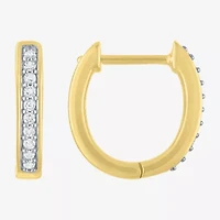 (Gh / Si2 I1) Womens 1/10 CT. T.W. Lab Grown White Diamond Sterling Silver 12mm Hoop Earrings