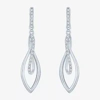 (Gh / Si2 I1) Womens 1/10 CT. T.W. Lab Grown White Diamond Sterling Silver Oblong Drop Earrings