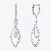 (Gh / Si2 I1) Womens 1/10 CT. T.W. Lab Grown White Diamond Sterling Silver Oblong Drop Earrings
