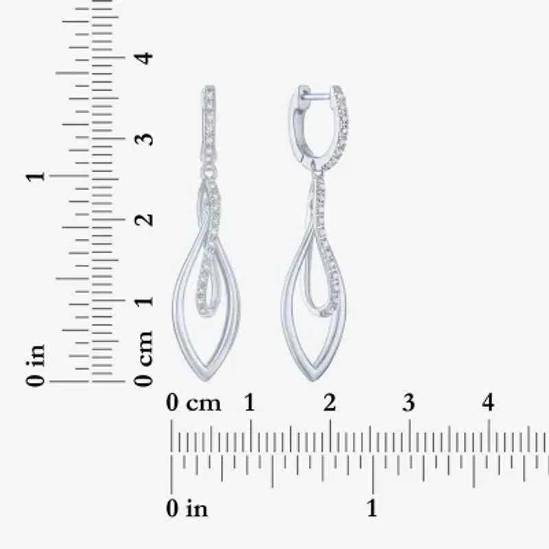 (Gh / Si2 I1) Womens 1/10 CT. T.W. Lab Grown White Diamond Sterling Silver Oblong Drop Earrings