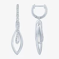 (Gh / Si2 I1) Womens 1/10 CT. T.W. Lab Grown White Diamond Sterling Silver Oblong Drop Earrings