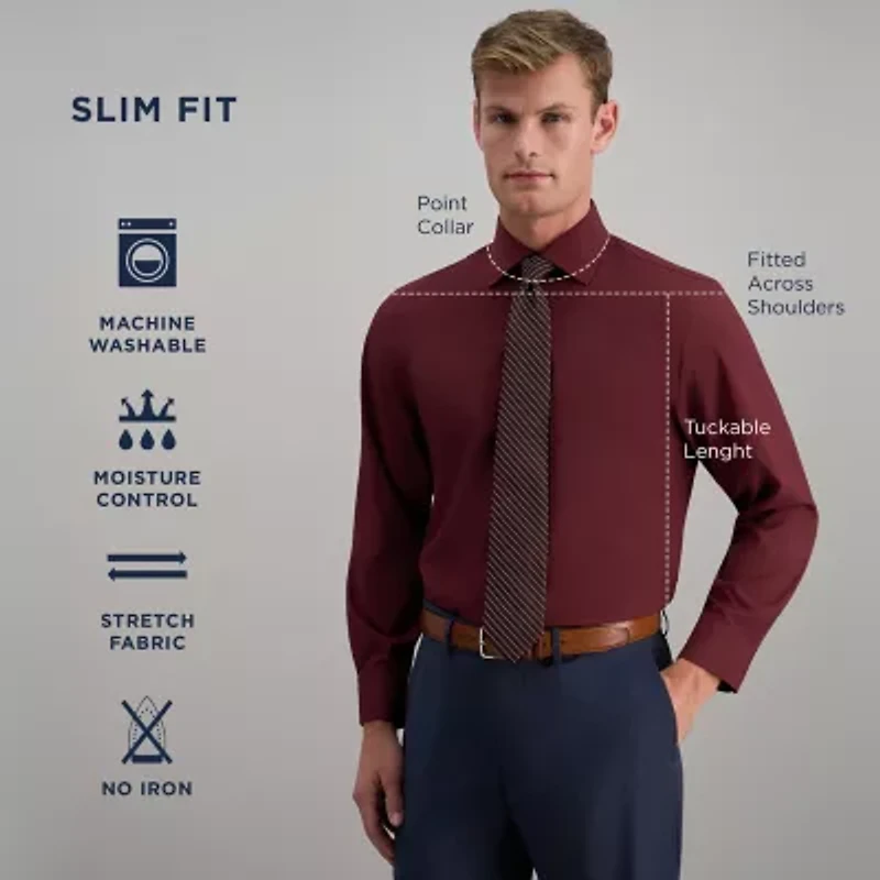 Haggar Smart Wash Mens Slim Fit Easy Care Long Sleeve Dress Shirt