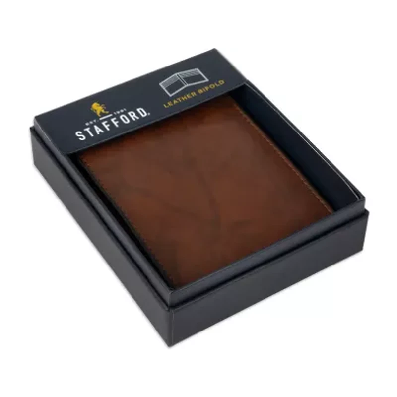 Stafford Mens Extra Capacity Personalized RFID Blocking Bifold Wallet
