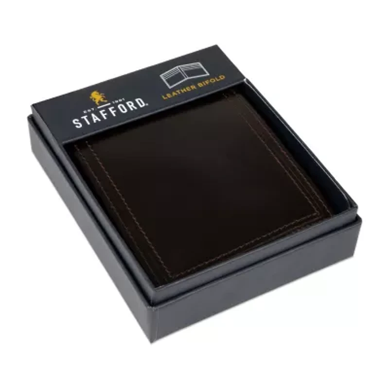 Stafford Distressed Mens Personalized RFID Blocking Bifold Wallet