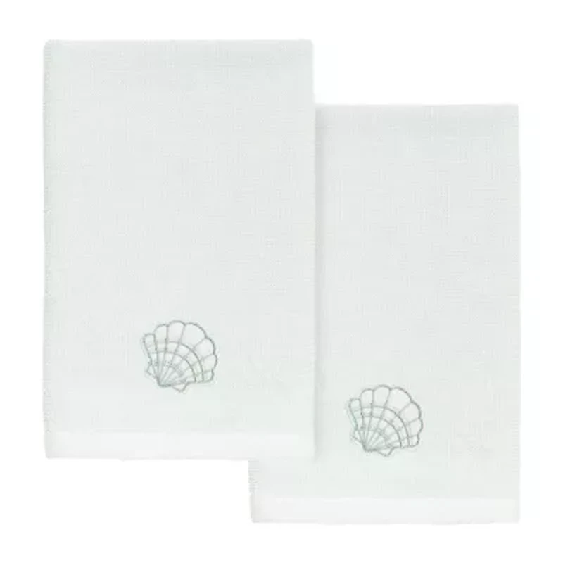 Linum Home Textiles Shell Row 2-pc. Embellished Fingertip Towel