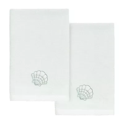 Linum Home Textiles Shell Row 2-pc. Embellished Fingertip Towel