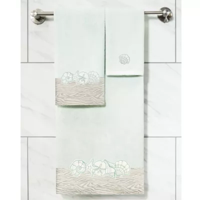 Linum Home Textiles Shell Row 2-pc. Embellished Fingertip Towel