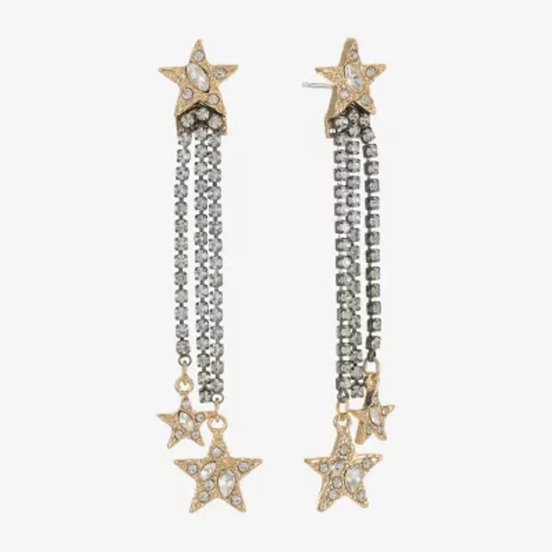 Bijoux Bar Two Tone Womens Glass Star Hypoallergenic Drop Earrings