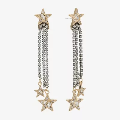 Bijoux Bar Two Tone Womens Glass Star Hypoallergenic Drop Earrings