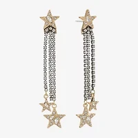Bijoux Bar Two Tone Womens Glass Star Hypoallergenic Drop Earrings