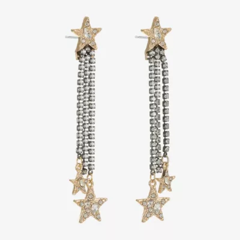 Bijoux Bar Two Tone Womens Glass Star Hypoallergenic Drop Earrings