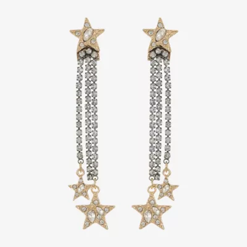 Bijoux Bar Two Tone Womens Glass Star Hypoallergenic Drop Earrings