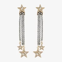 Bijoux Bar Two Tone Womens Glass Star Hypoallergenic Drop Earrings