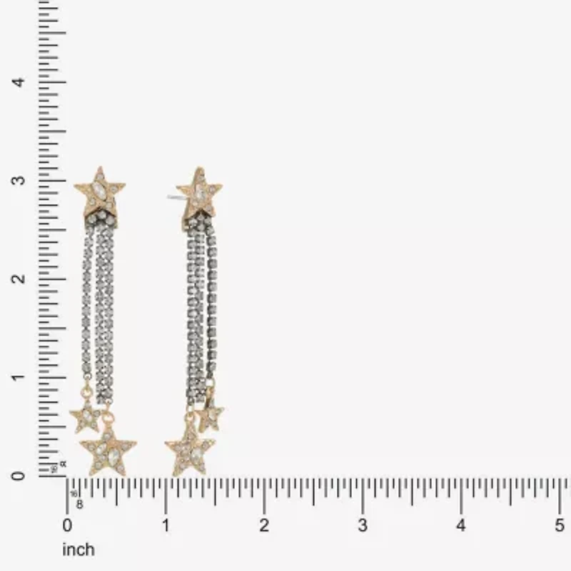 Bijoux Bar Two Tone Womens Glass Star Hypoallergenic Drop Earrings