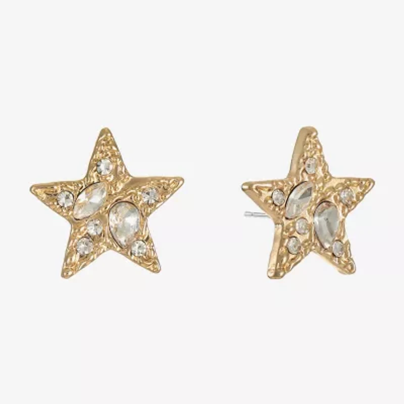 Bijoux Bar Gold Tone Glass 20mm Star Stud Earrings