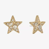 Bijoux Bar Gold Tone Glass 20mm Star Stud Earrings
