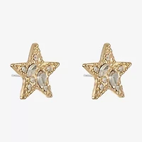Bijoux Bar Gold Tone Glass 20mm Star Stud Earrings