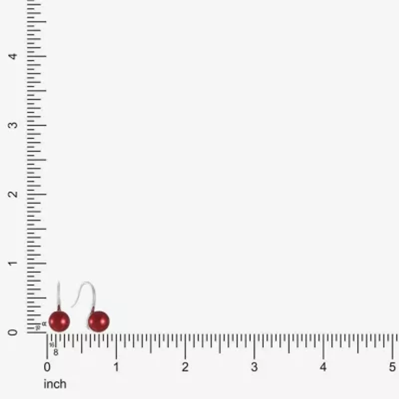 Monet Jewelry Timeless Silver Tone & Red Womens Simulated Pearl Round Drop Earrings