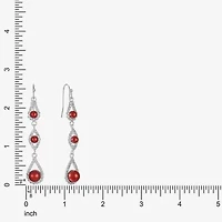Monet Jewelry Timeless Silver Tone & Red Womens Glass Simulated Pearl Round Drop Earrings