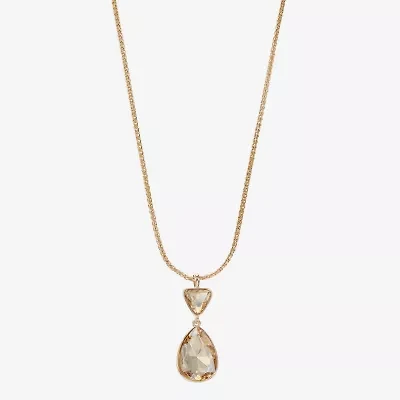 Monet Jewelry Gold Tone Womens Glass Triangle 17 Inch Pendant Necklace