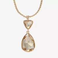 Monet Jewelry Gold Tone Womens Glass Triangle 17 Inch Pendant Necklace