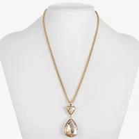 Monet Jewelry Gold Tone Womens Glass Triangle 17 Inch Pendant Necklace