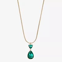 Monet Jewelry Gold Tone Womens Glass Triangle 17 Inch Pendant Necklace