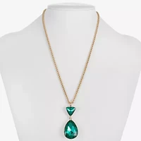 Monet Jewelry Gold Tone Womens Glass Triangle 17 Inch Pendant Necklace