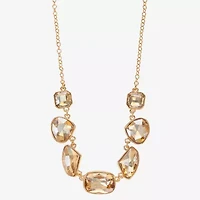 Monet Jewelry Gold Tone Frontal Womens Brown 17 Inch Collar Necklace