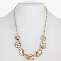 Monet Jewelry Gold Tone Frontal Womens Brown 17 Inch Collar Necklace