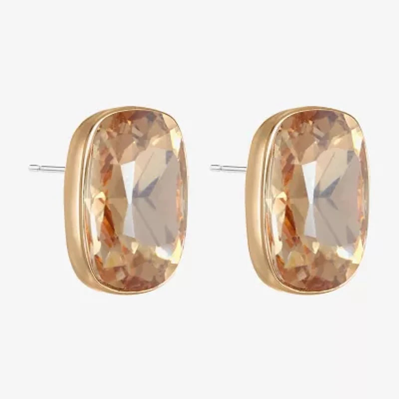 Monet Jewelry Gold Tone Glass 20mm Rectangular Stud Earrings