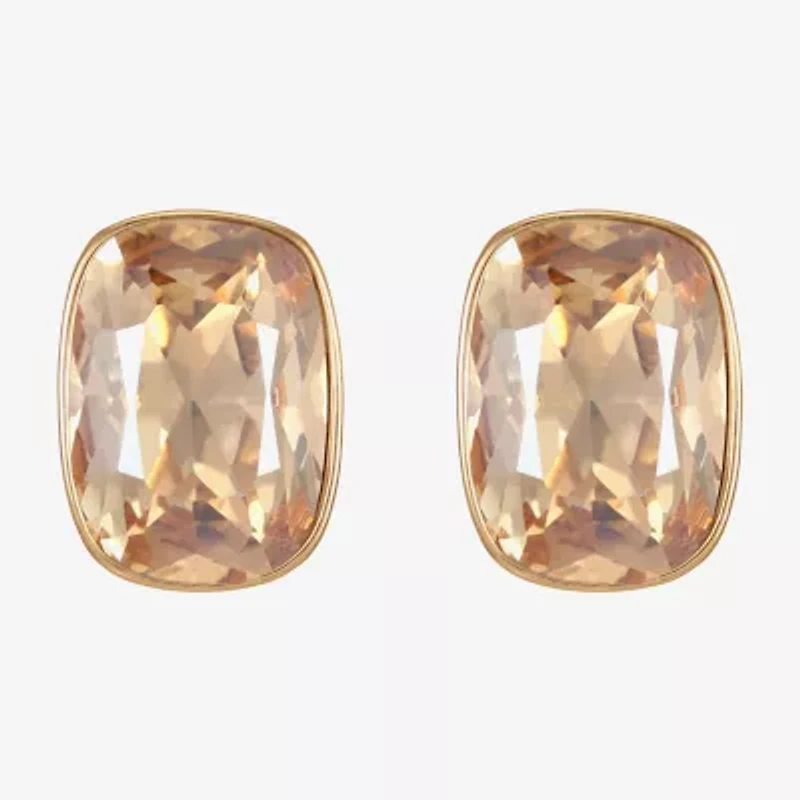 Monet Jewelry Gold Tone Glass 20mm Rectangular Stud Earrings