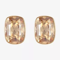 Monet Jewelry Gold Tone Glass 20mm Rectangular Stud Earrings
