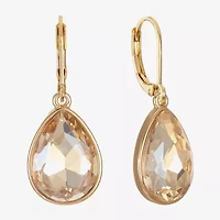 Monet Jewelry Gold Tone Womens Brown Glass Drop Earrings