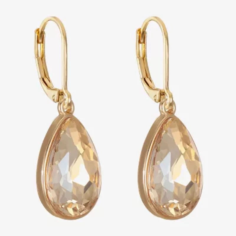 Monet Jewelry Gold Tone Womens Brown Glass Drop Earrings