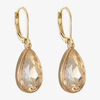 Monet Jewelry Gold Tone Womens Brown Glass Drop Earrings