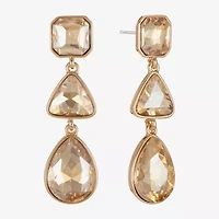 Monet Jewelry Gold Tone Womens Glass Triangle Cushion Hypoallergenic Drop Earrings