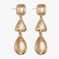 Monet Jewelry Gold Tone Womens Glass Triangle Cushion Hypoallergenic Drop Earrings