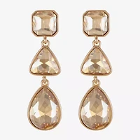 Monet Jewelry Gold Tone Womens Glass Triangle Cushion Hypoallergenic Drop Earrings